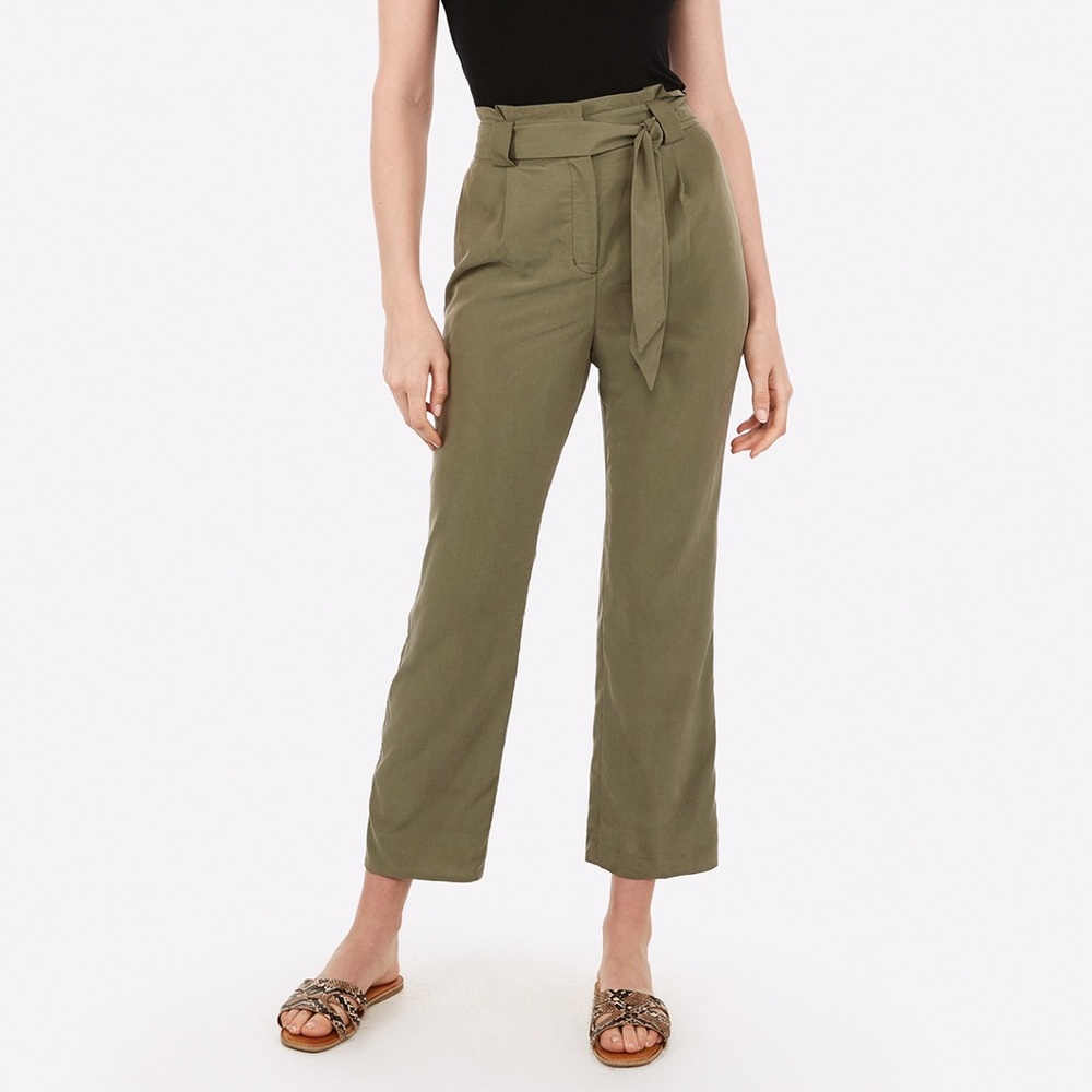 NWT Express High Rise Olive Tie Waist Utility Pant